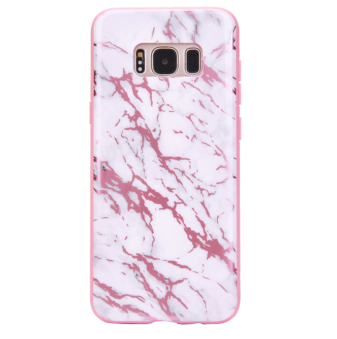 White Marble Pink Chrome Samsung Galaxy Case