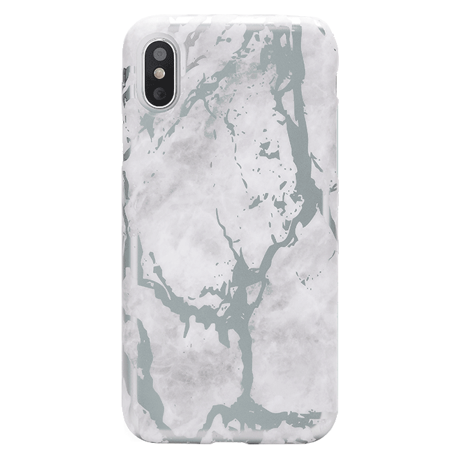 White Marble Silver Chrome iPhone Case