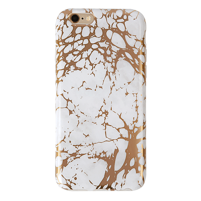 White Marble Gold Chrome iPhone Case