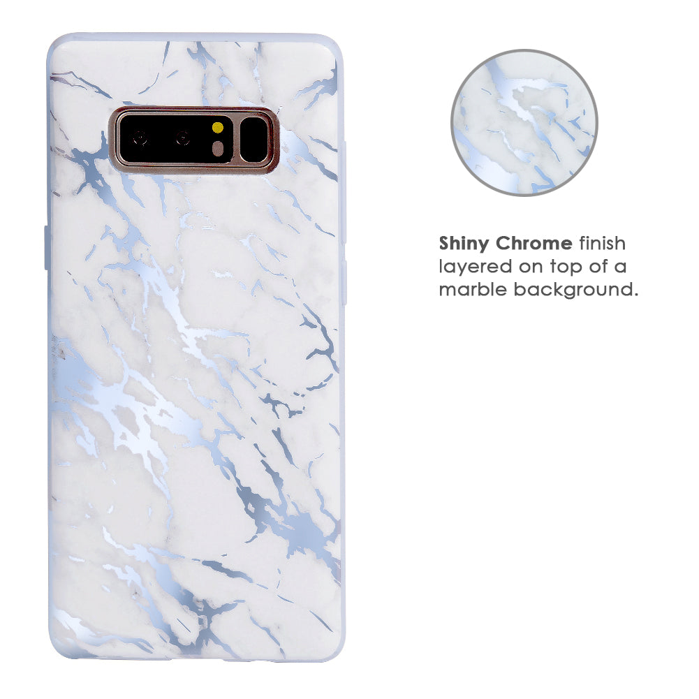 White Marble Blue Chrome Samsung Galaxy Case