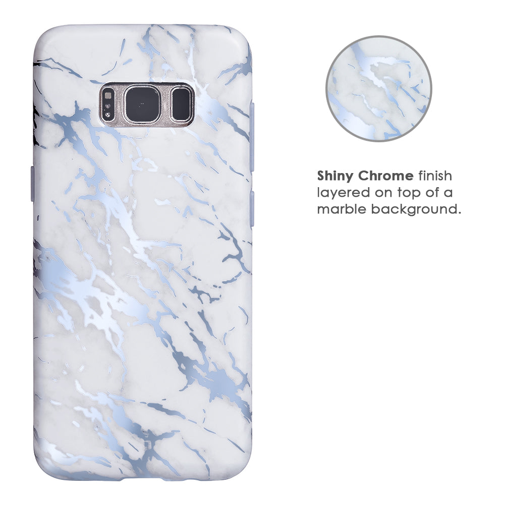 White Marble Blue Chrome Samsung Galaxy Case