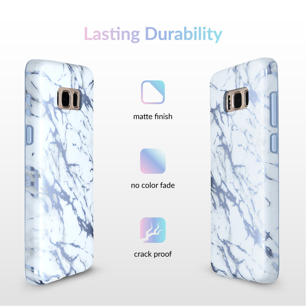 White Marble Blue Chrome Samsung Galaxy Case