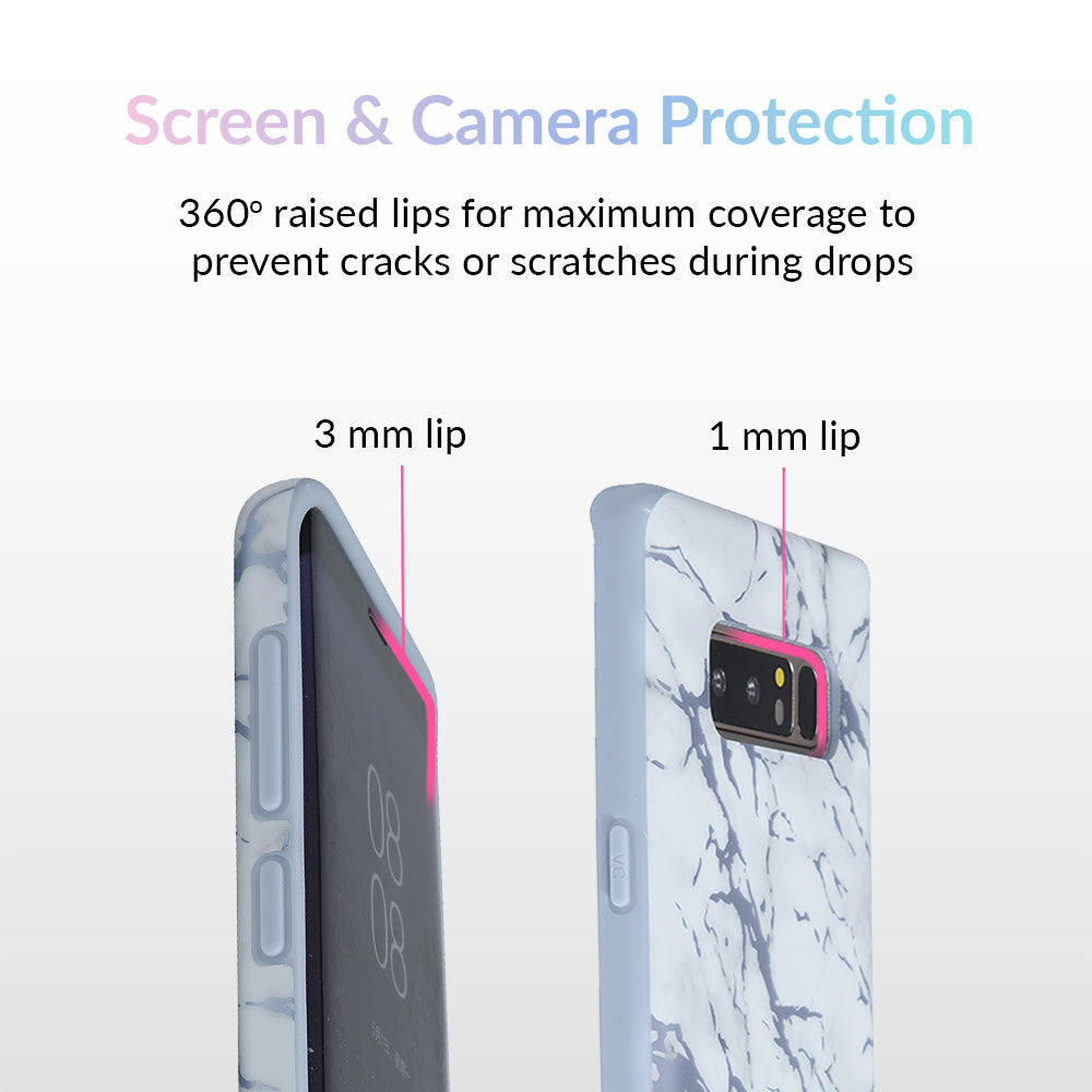 White Marble Blue Chrome Samsung Galaxy Case