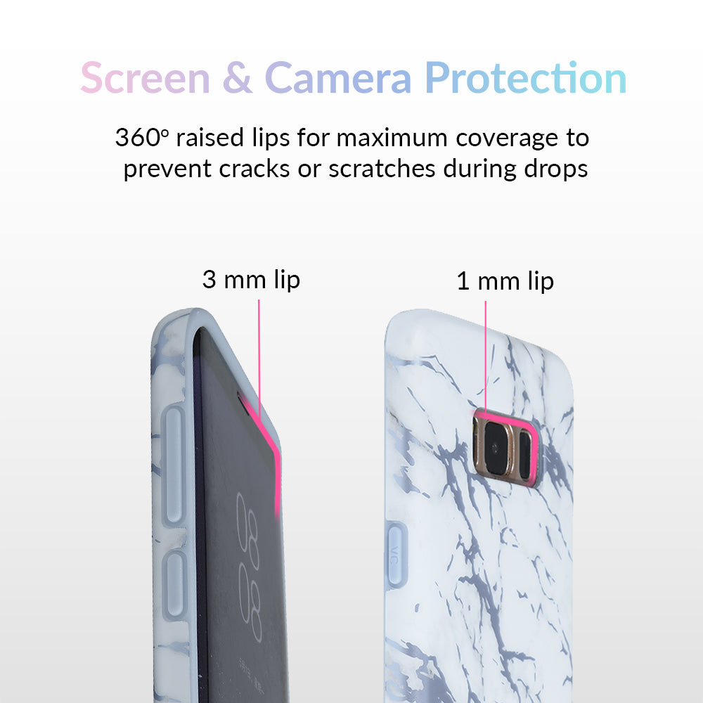 White Marble Blue Chrome Samsung Galaxy Case