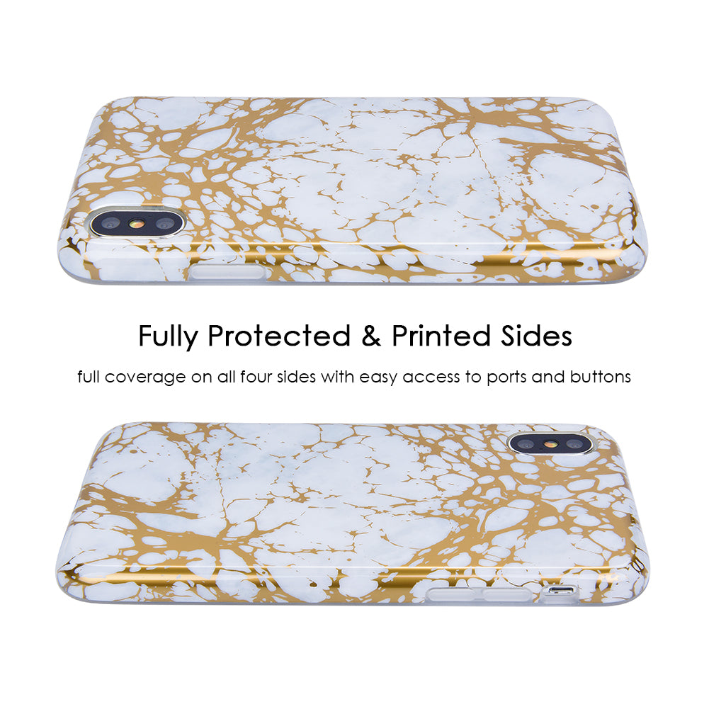 White Marble Gold Chrome iPhone Case