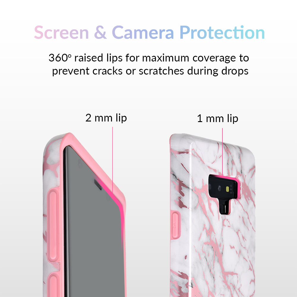 White Marble Pink Chrome Samsung Galaxy Case