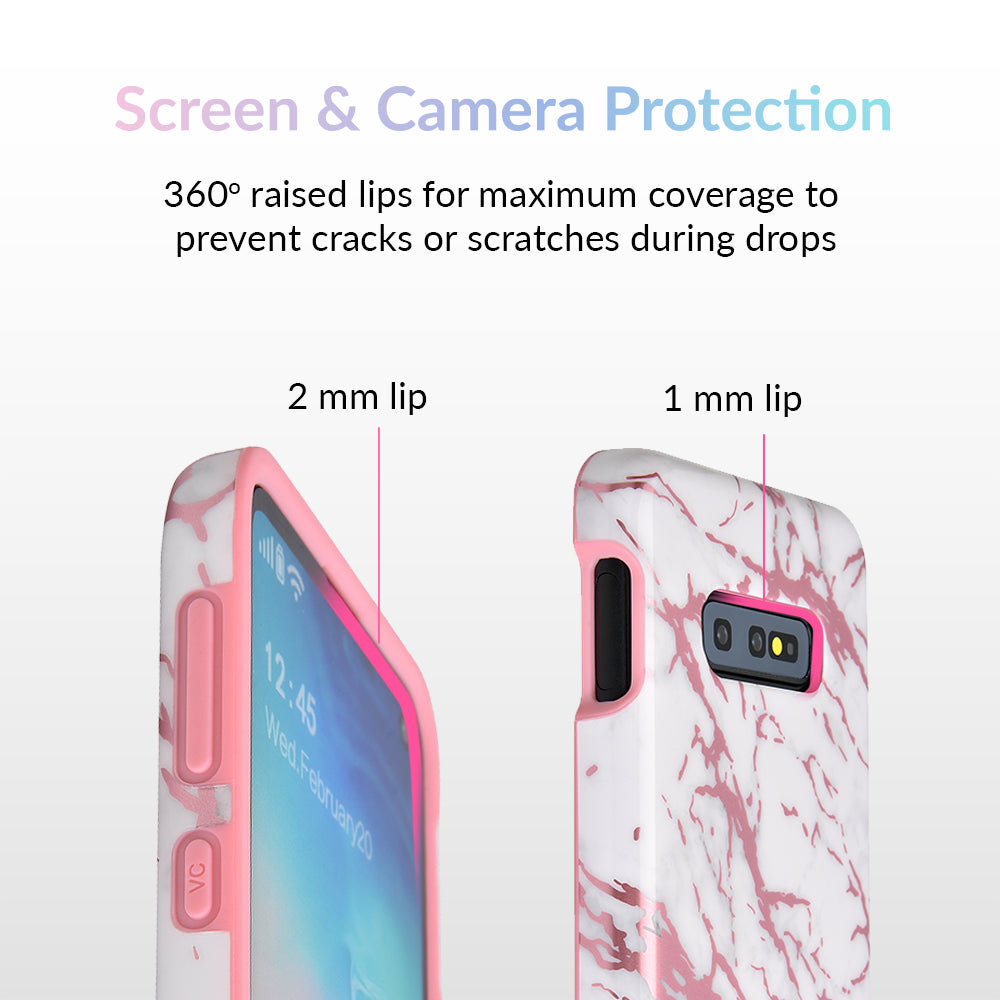 White Marble Pink Chrome Samsung Galaxy Case