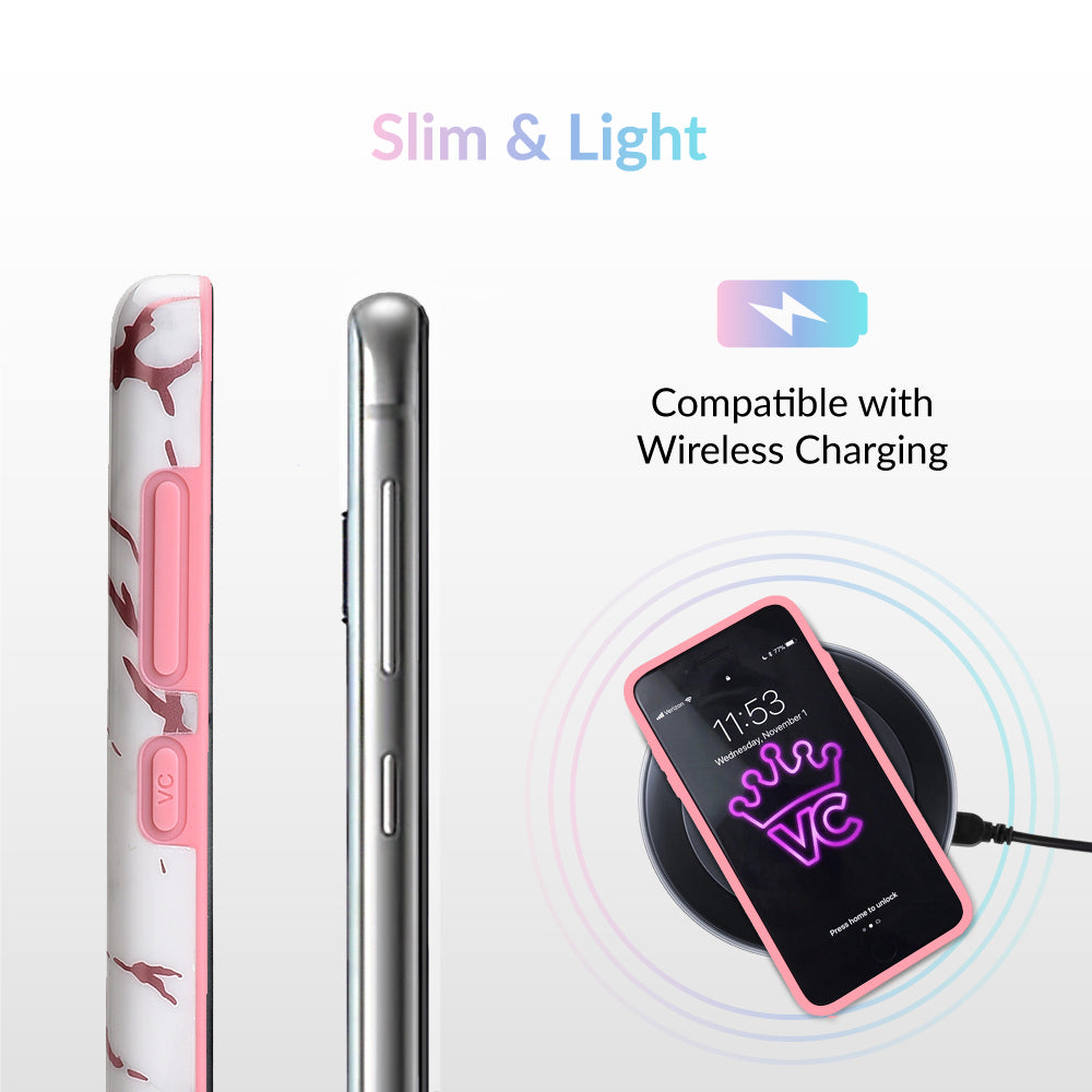 White Marble Pink Chrome Samsung Galaxy Case