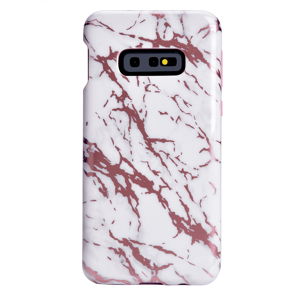 White Marble Pink Chrome Samsung Galaxy Case