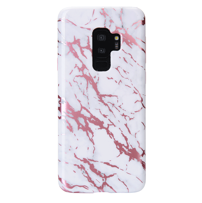 White Marble Pink Chrome Samsung Galaxy Case