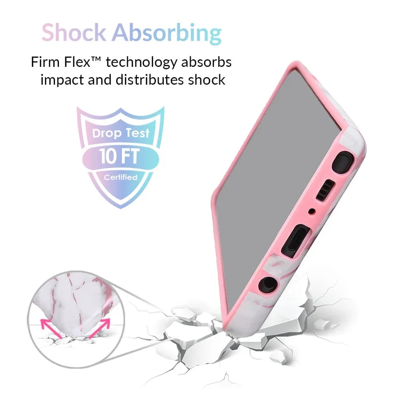 White Marble Pink Chrome Samsung Galaxy Case