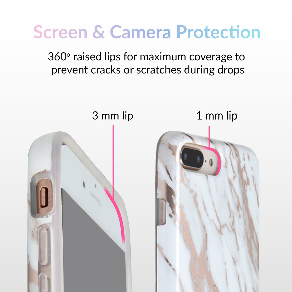 White Marble Rose Gold Chrome 2.0 iPhone Case
