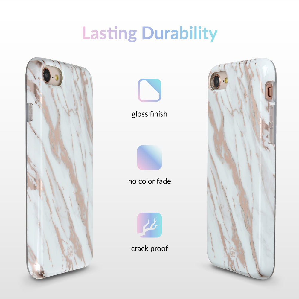 White Marble Rose Gold Chrome 2.0 iPhone Case