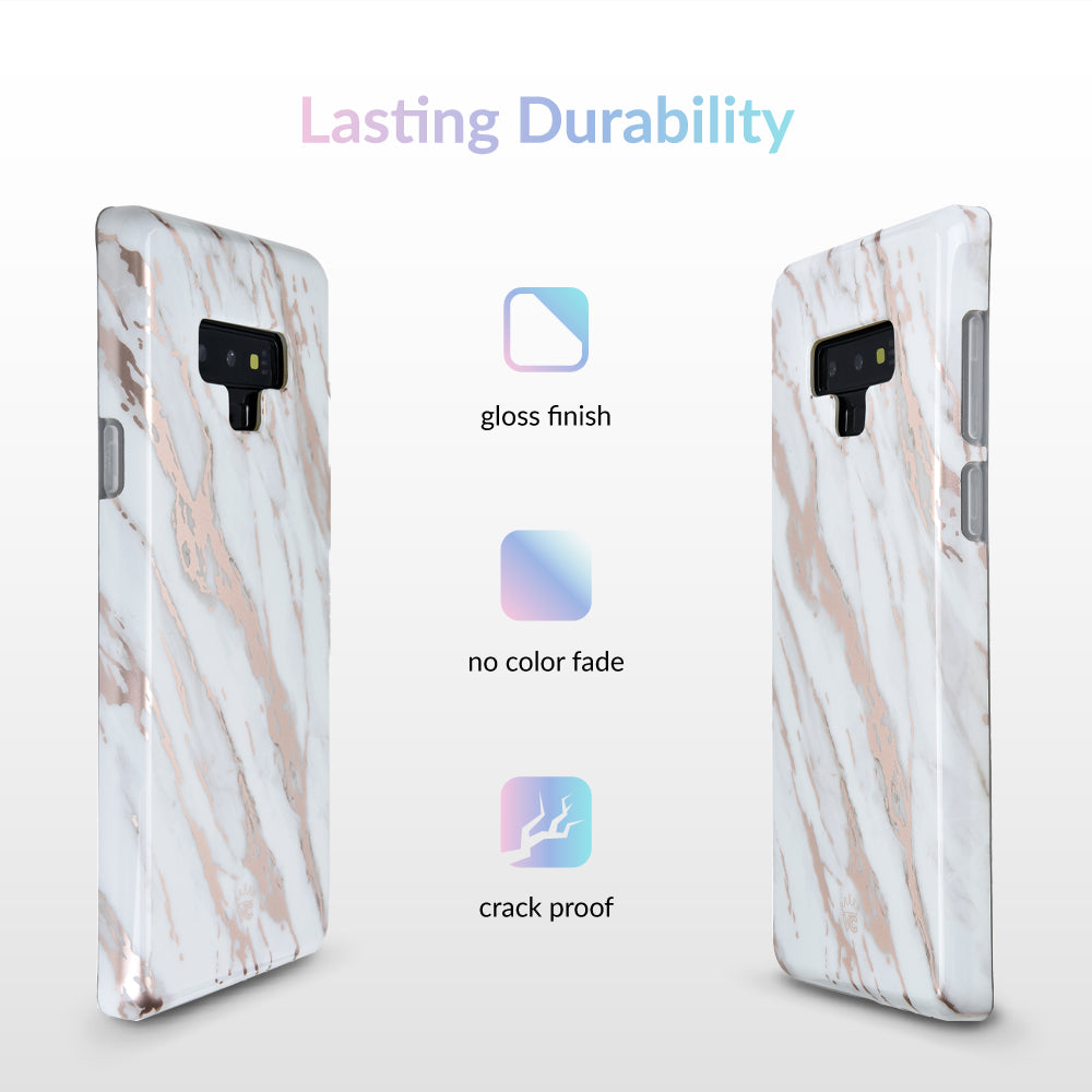 White Marble Rose Gold Chrome 2 Samsung Galaxy Case
