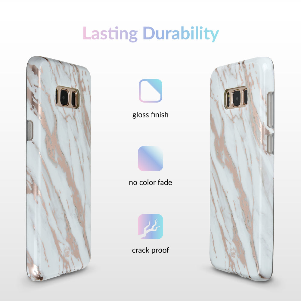 White Marble Rose Gold Chrome 2 Samsung Galaxy Case