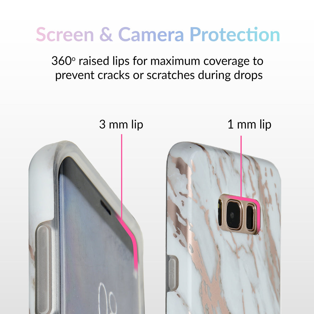 White Marble Rose Gold Chrome 2 Samsung Galaxy Case