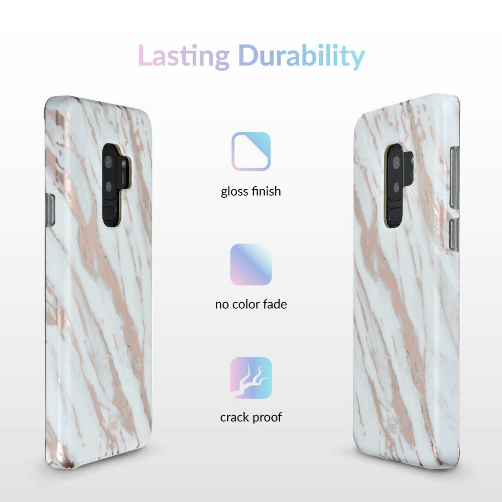 White Marble Rose Gold Chrome 2 Samsung Galaxy Case