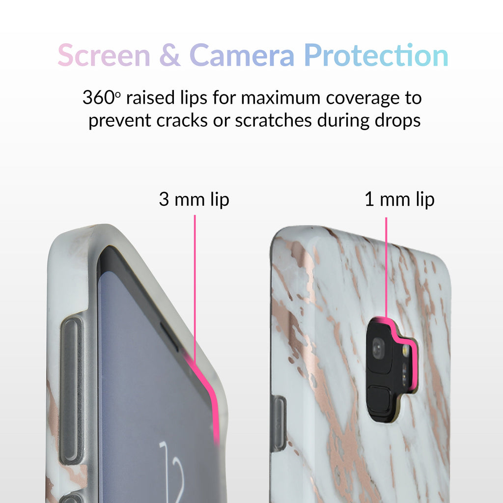 White Marble Rose Gold Chrome 2 Samsung Galaxy Case