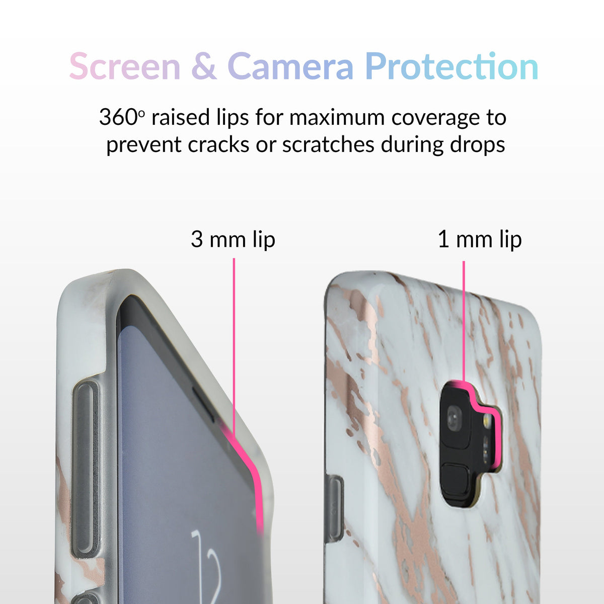 White Marble Rose Gold Chrome 2 Samsung Galaxy Case