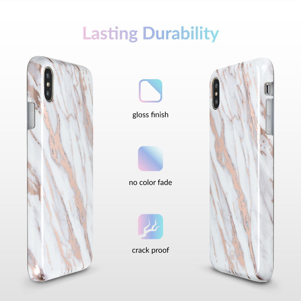White Marble Rose Gold Chrome 2.0 iPhone Case