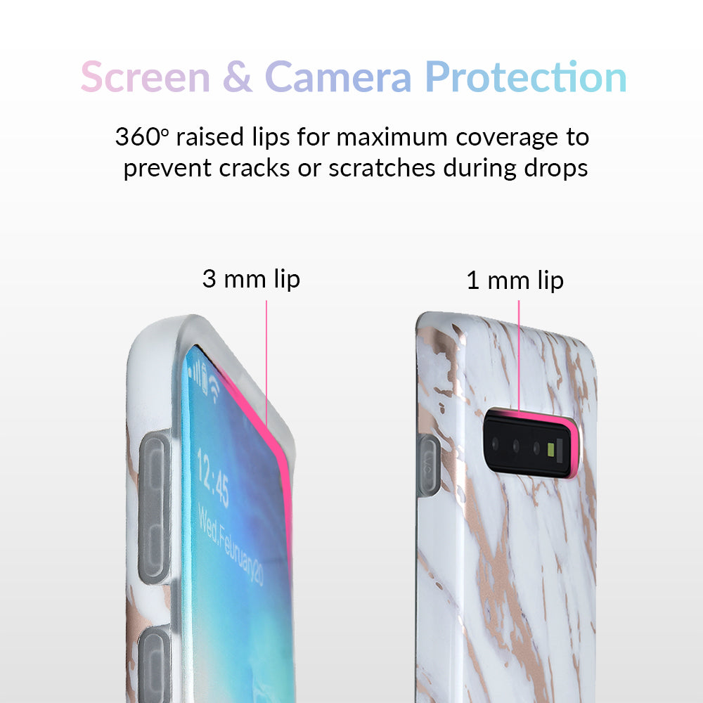 White Marble Rose Gold Chrome 2 Samsung Galaxy Case