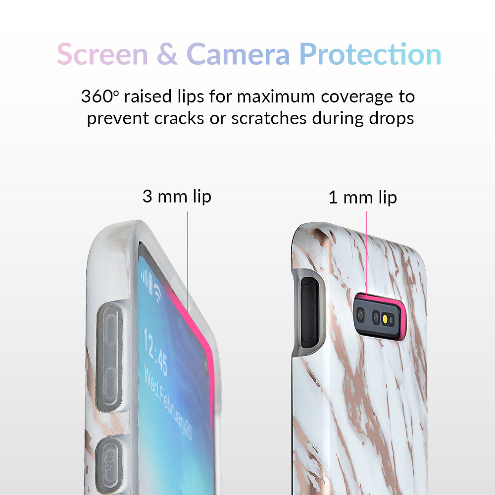 White Marble Rose Gold Chrome 2 Samsung Galaxy Case