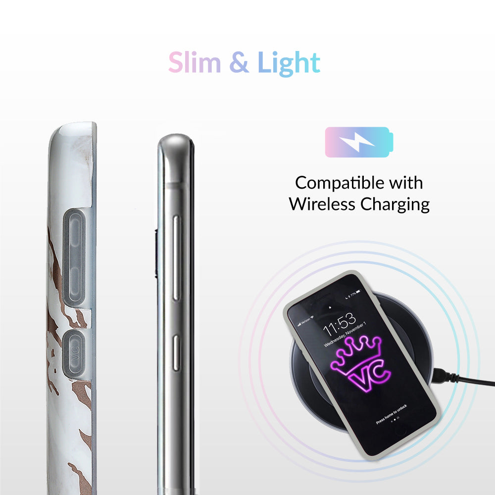White Marble Rose Gold Chrome 2 Samsung Galaxy Case