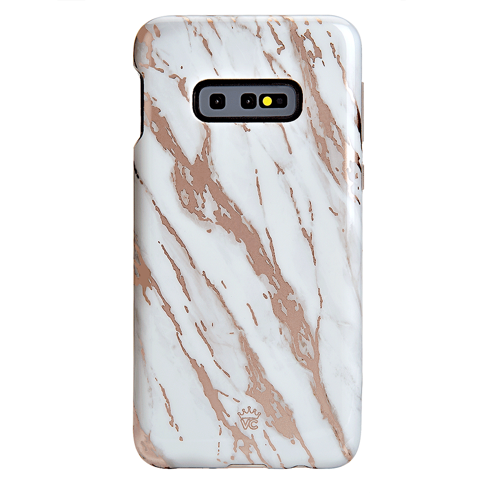 White Marble Rose Gold Chrome 2 Samsung Galaxy Case