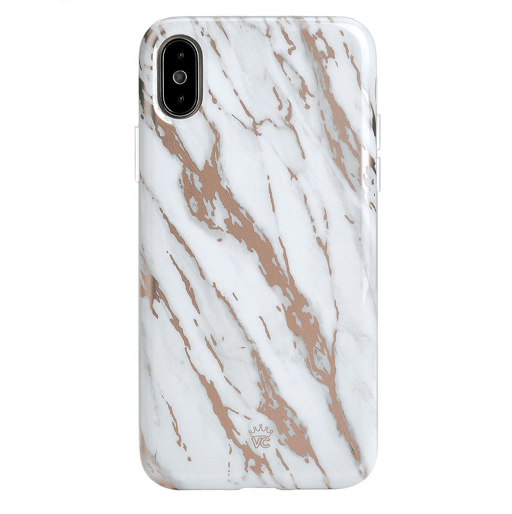White Marble Rose Gold Chrome 2.0 iPhone Case