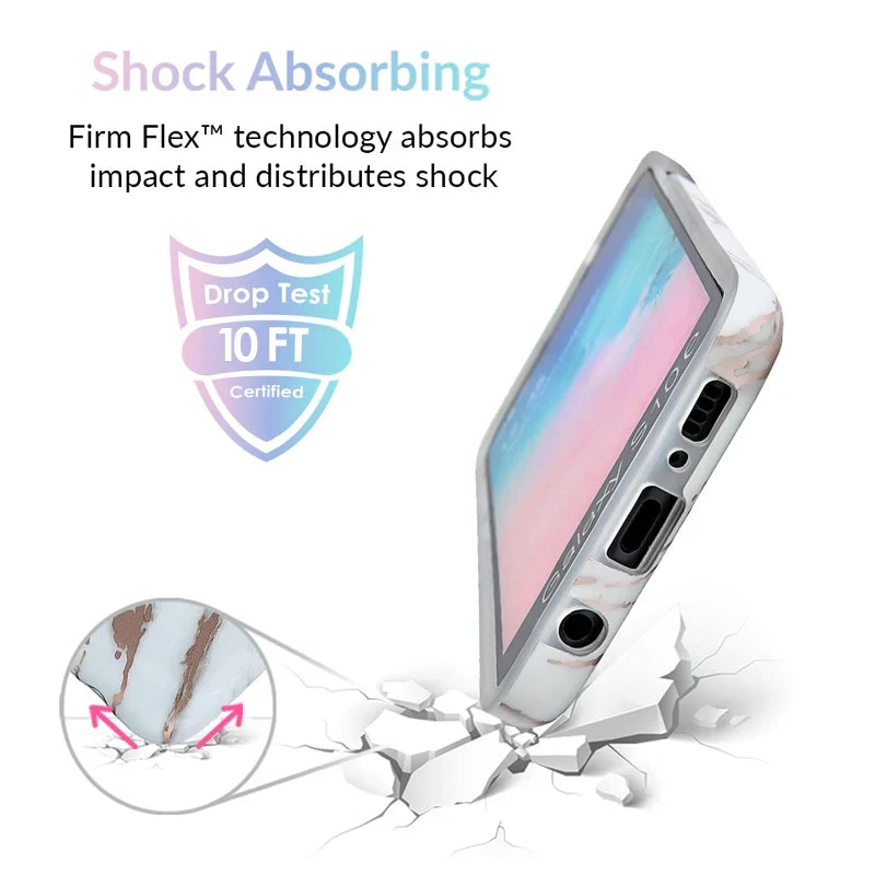 White Marble Rose Gold Chrome 2 Samsung Galaxy Case