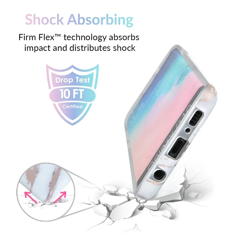 White Marble Rose Gold Chrome 2 Samsung Galaxy Case