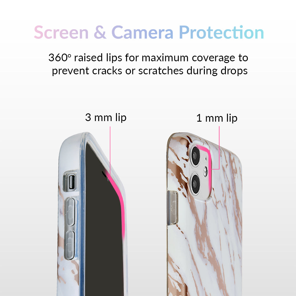 White Marble Rose Gold Chrome 2.0 iPhone Case