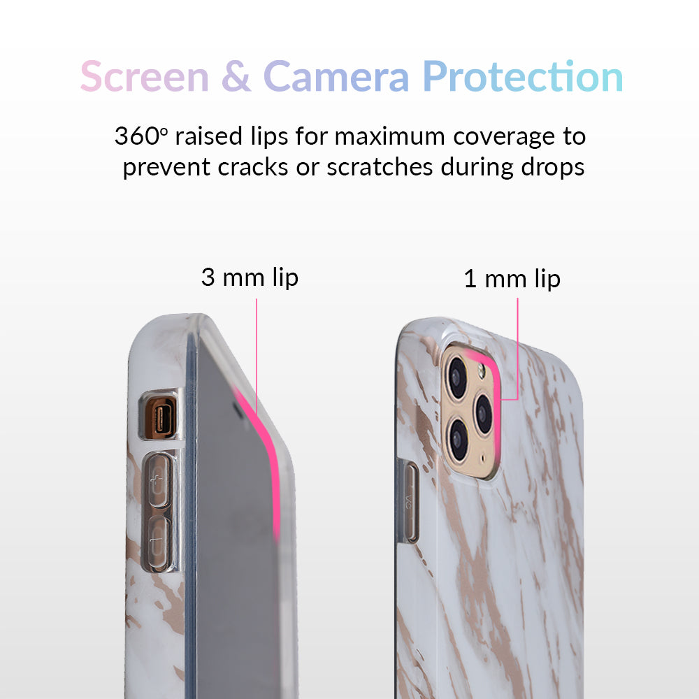 White Marble Rose Gold Chrome 2.0 iPhone Case