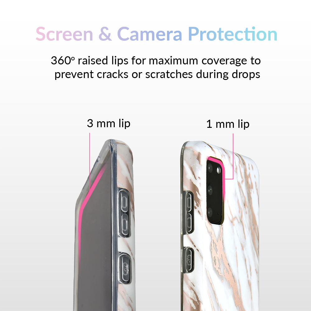 White Marble Rose Gold Chrome 2 Samsung Galaxy Case