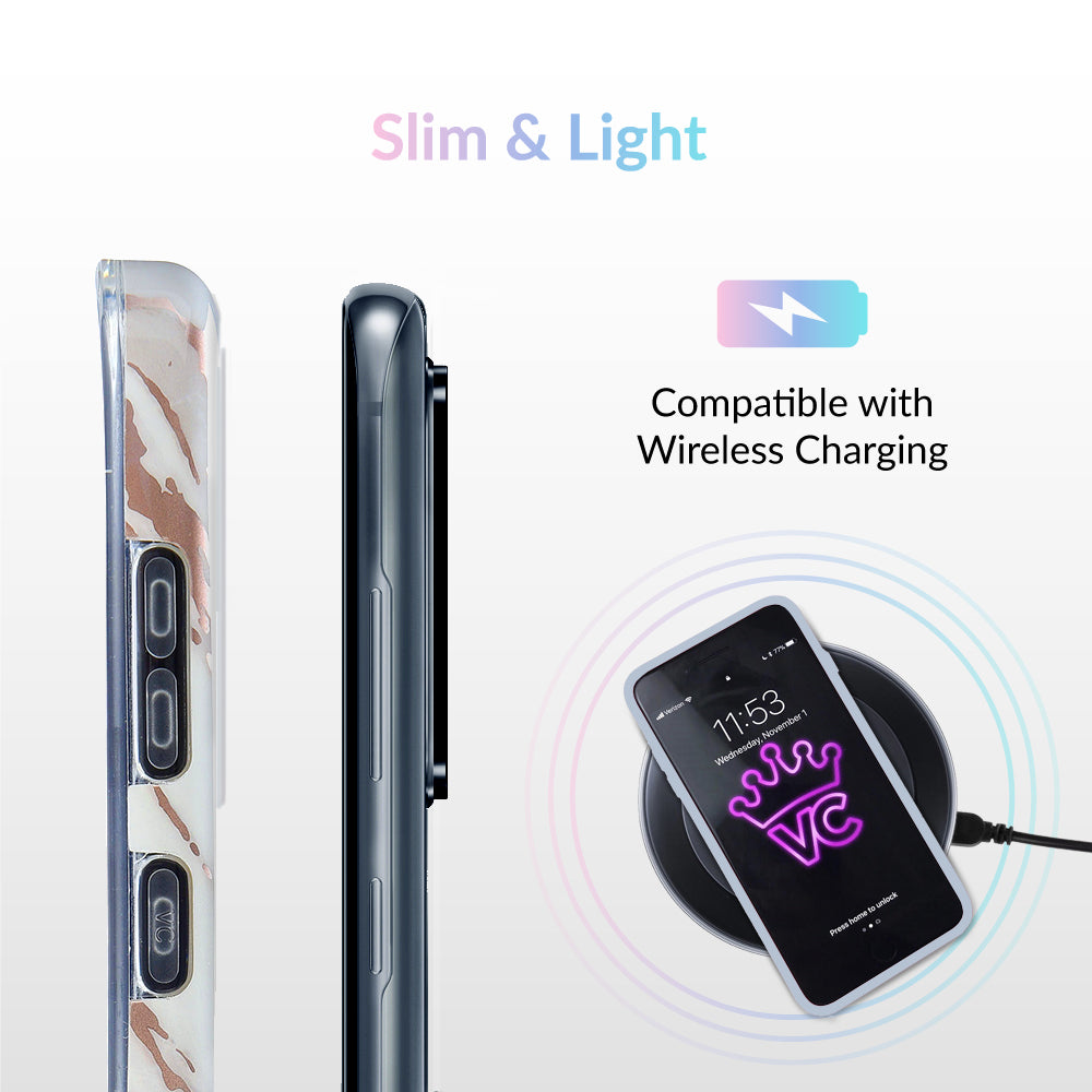 White Marble Rose Gold Chrome 2 Samsung Galaxy Case
