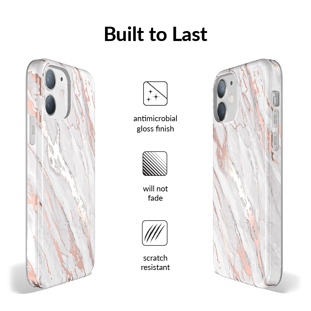 White Marble Rose Gold Chrome 2.0 iPhone Case