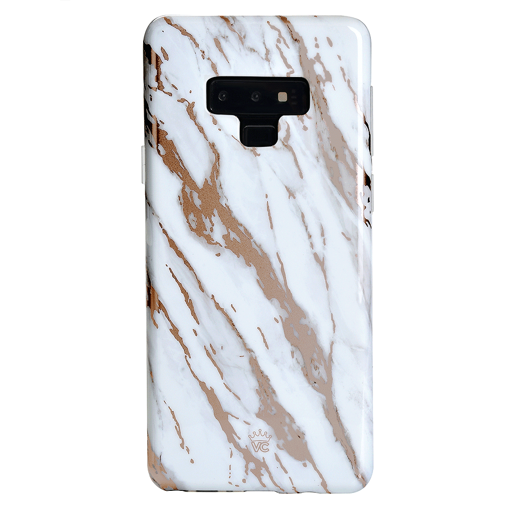 White Marble Rose Gold Chrome 2 Samsung Galaxy Case