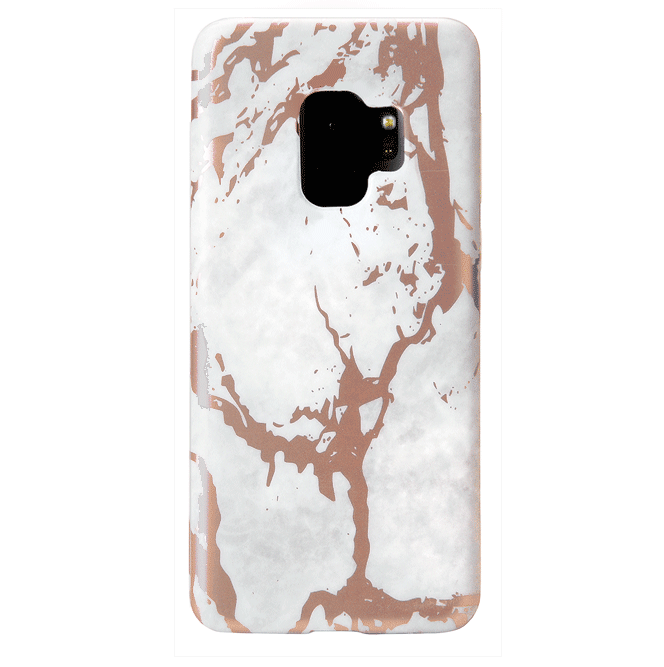 White Marble Rose Gold Chrome Samsung Galaxy Case