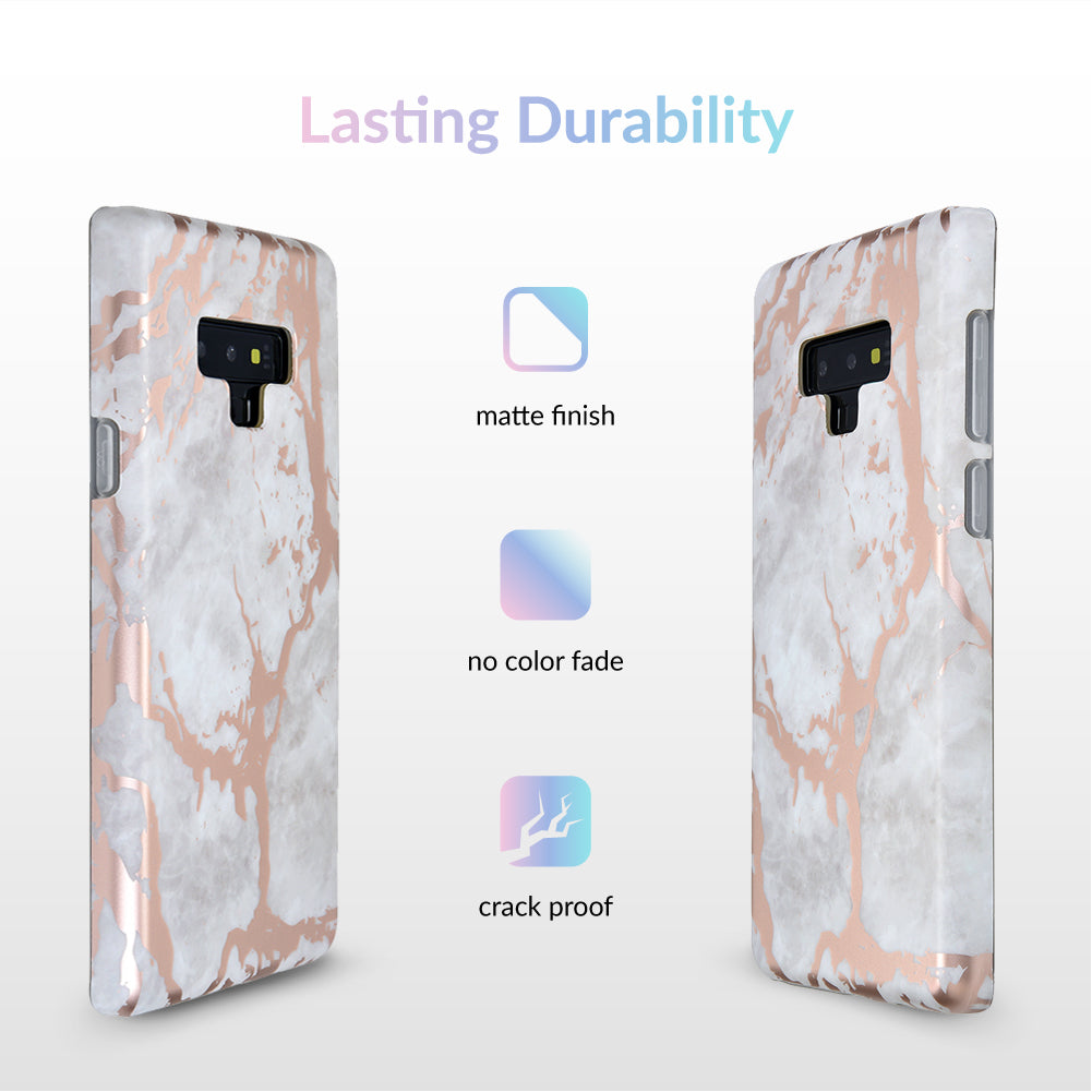 White Marble Rose Gold Chrome Samsung Galaxy Case