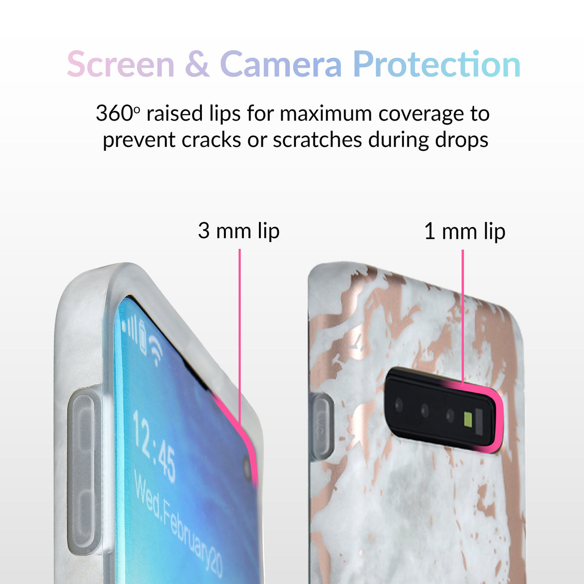White Marble Rose Gold Chrome Samsung Galaxy Case