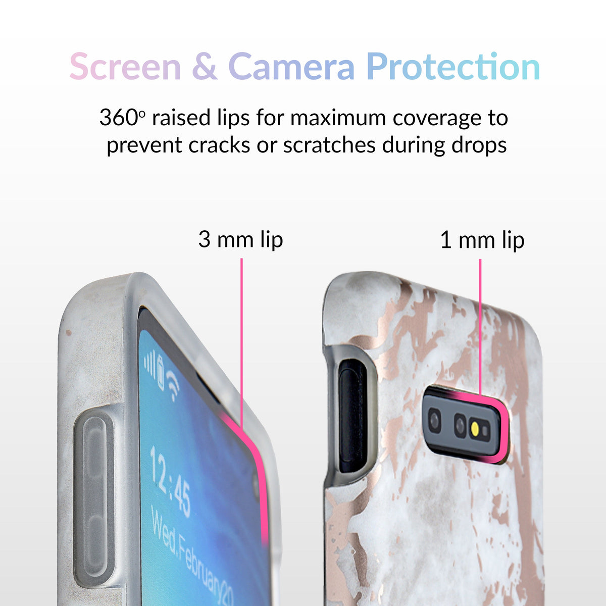 White Marble Rose Gold Chrome Samsung Galaxy Case