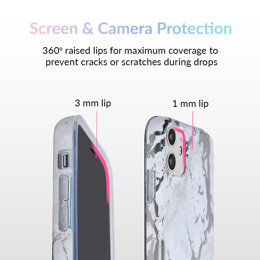 White Marble Silver Chrome iPhone Case