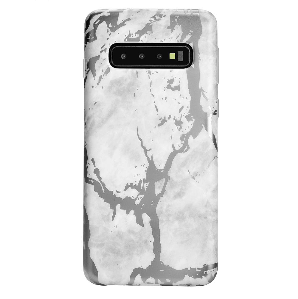 White Marble Silver Chrome Samsung Galaxy Case