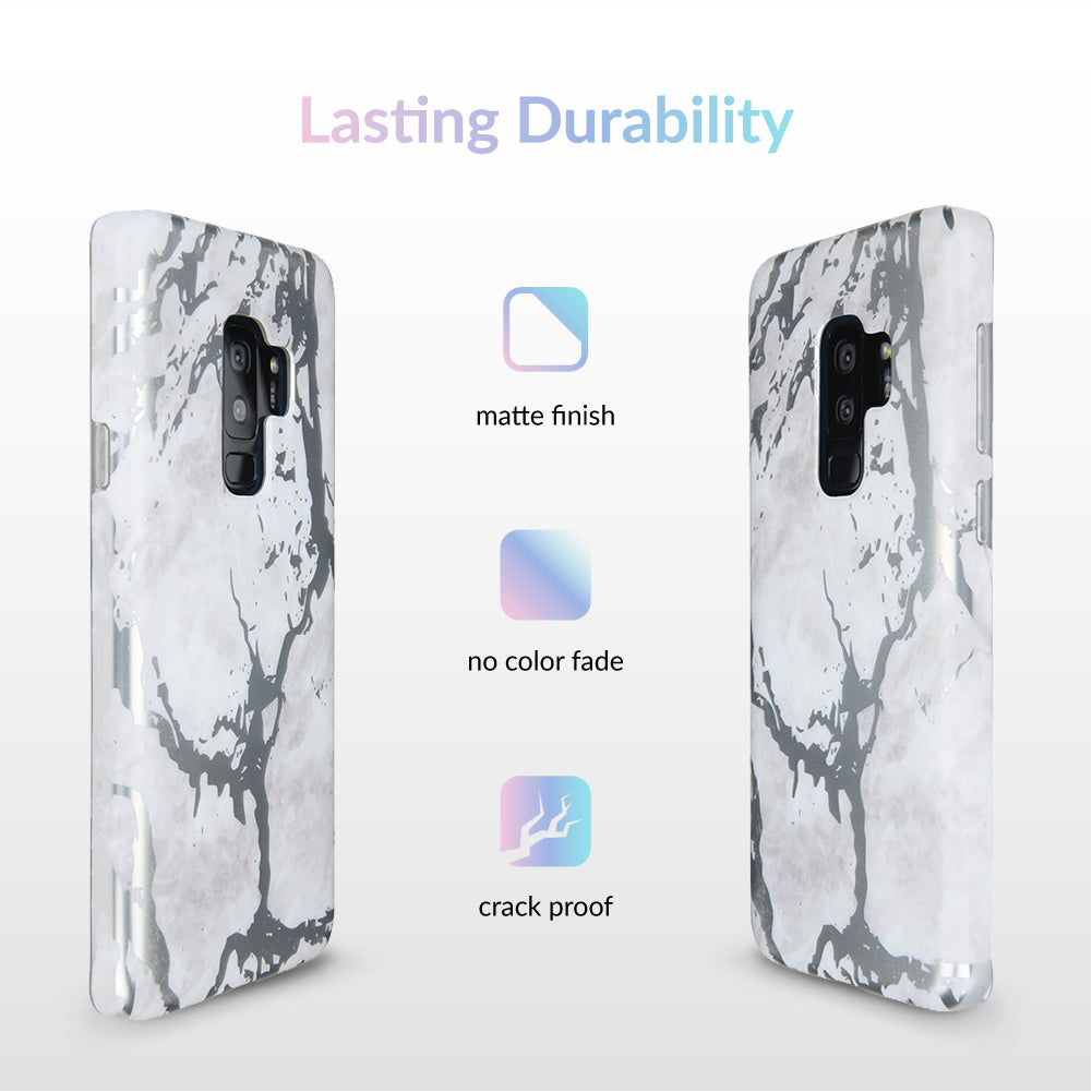 White Marble Silver Chrome Samsung Galaxy Case