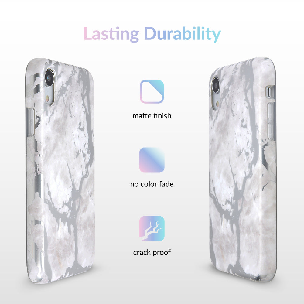 White Marble Silver Chrome iPhone Case