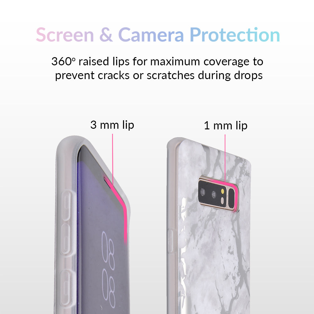 White Marble Silver Chrome Samsung Galaxy Case
