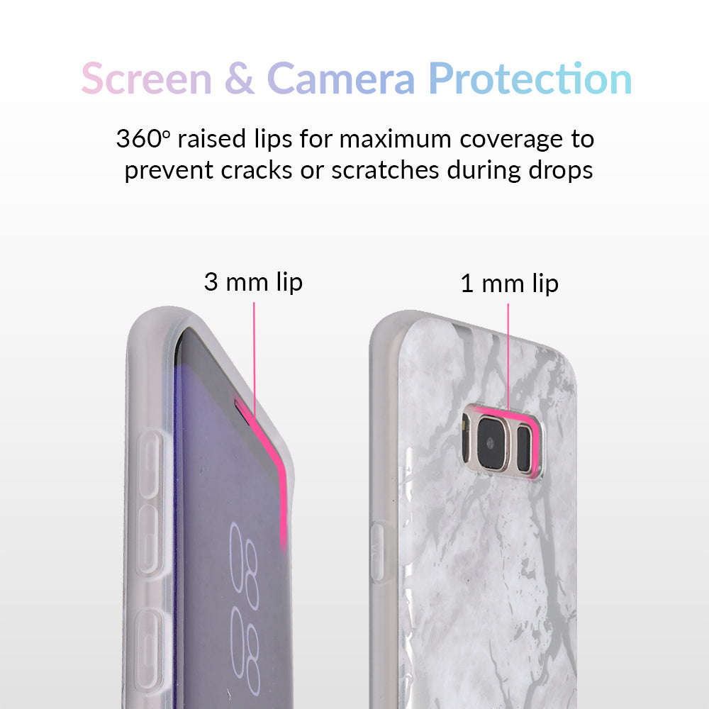 White Marble Silver Chrome Samsung Galaxy Case