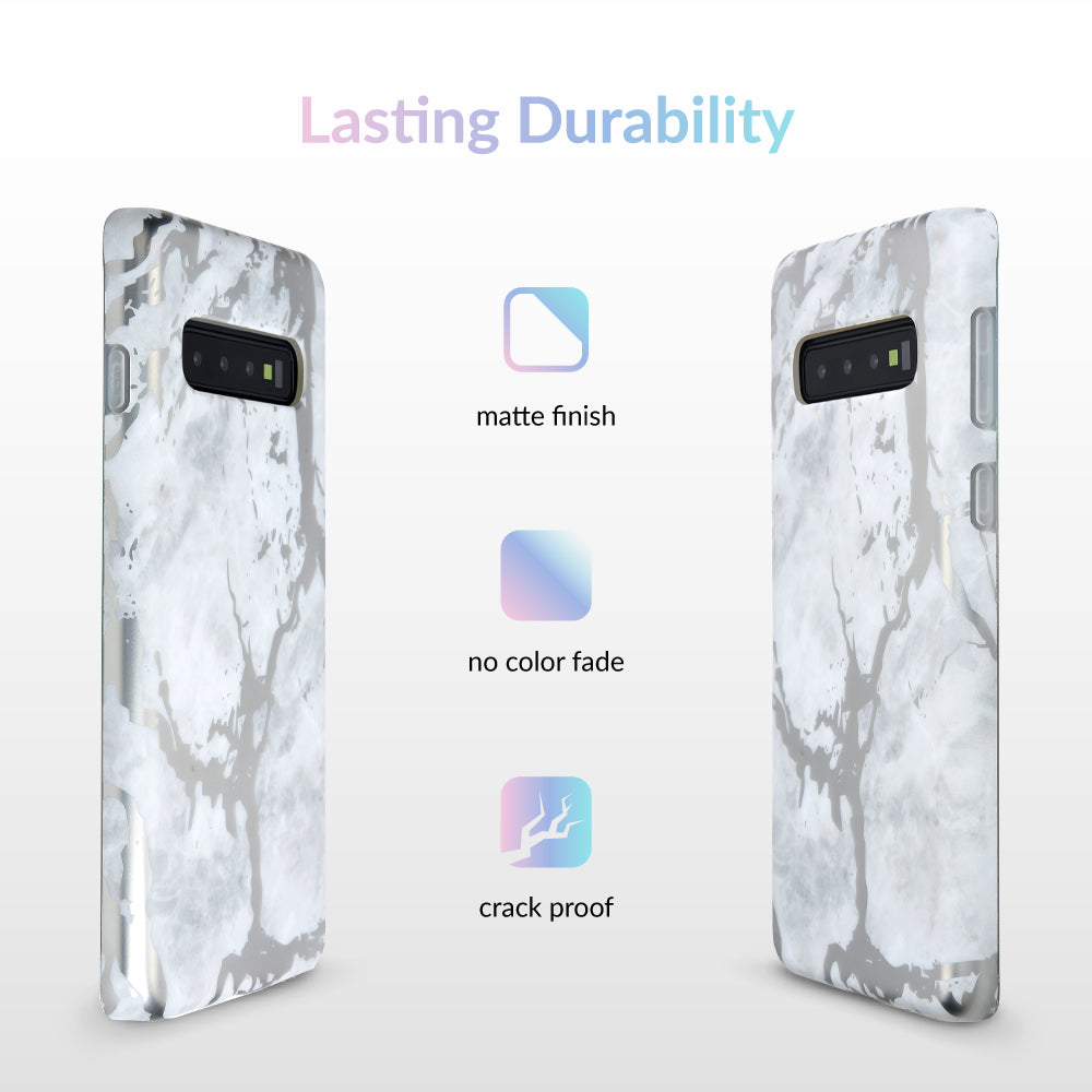 White Marble Silver Chrome Samsung Galaxy Case