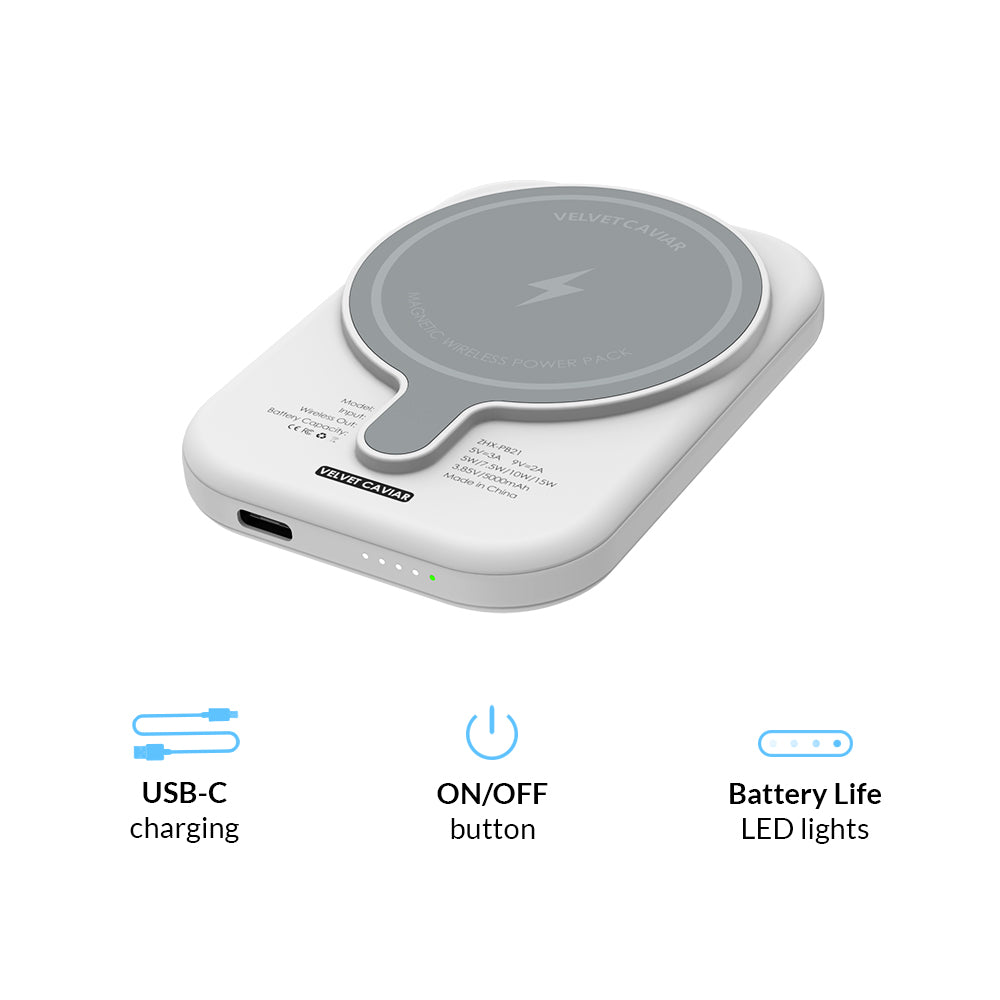 White Opal Portable MagSafe Charger Power Pack